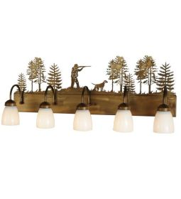36"W Quail Hunter W/Dog 5 LT Vanity Light