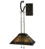 16"W Tiffany Jeweled Peacock Shepherd's Hook Wall Sconce