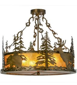 24"W Wildlife at Dusk Semi-Flushmount