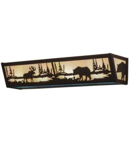 24"W Moose & Black Bear Vanity Light