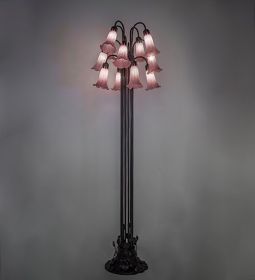 60"H Lavender Tiffany Pond Lily 12 LT Floor Lamp