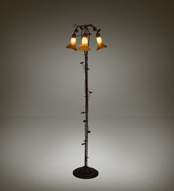 58" High Amber Tiffany Pond Lily 3 Light Floor Lamp