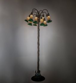 61" High Stained Glass Pond Lily 12 Light Floor Lamp