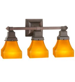 20"W Bungalow Frosted Amber 3 LT Vanity Light