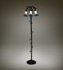 58" High Pink/Blue Tiffany Pond Lily 3 Light Floor Lamp