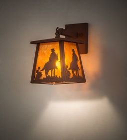 7" Wide Cowboy and Horse Lantern Wall Sconce
