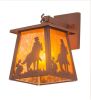 7" Wide Cowboy and Horse Lantern Wall Sconce