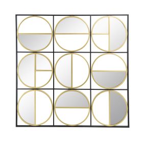 35.6" in Eclectic Styling Metal Beaded Black Wall Mirror with Contemporary Design for Bedroom,Liveroom & Entryway