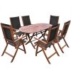 7 Piece Patio Dining Set Solid Acacia Wood