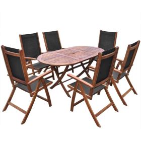 7 Piece Patio Dining Set Solid Acacia Wood