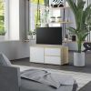 TV Cabinet White and Sonoma Oak 31.5"x13.4"x14.2" Engineered Wood