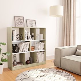 Book Cabinet White and Sonoma Oak 38.4"x11.6"x39.4" Engineered Wood
