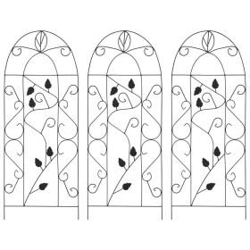 Plant Climbing Racks 3 pcs Black 15.7"x39.4" Iron