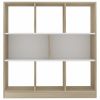 Book Cabinet White and Sonoma Oak 38.4"x11.6"x39.4" Engineered Wood