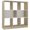 Book Cabinet White and Sonoma Oak 38.4"x11.6"x39.4" Engineered Wood