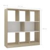 Book Cabinet White and Sonoma Oak 38.4"x11.6"x39.4" Engineered Wood
