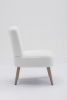 Teddy Fabric Button Accent Slipper Chair With Wooden Legs For Dining Room Living Room Bedroom,White