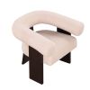 The Curved Wishbone Frame Accent Chair Teddy Velvet for Living Room, Beige
