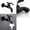 Black Lengthen Washing Machine Faucet Wall Mounted Basin Tap Kitchen Faucet Brass Single Cold Water Tap G 3/4"
