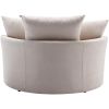 360Â° Swivel Accent Barrel Chair with Storage Ottoman & 4 Pillows; Modern Linen Leisure Chair Round Accent for Living Room; Creamy White