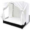 Patio Lounge Bed with Curtains Poly Rattan Black