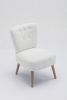 Teddy Fabric Button Accent Slipper Chair With Wooden Legs For Dining Room Living Room Bedroom,White
