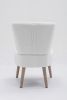 Teddy Fabric Button Accent Slipper Chair With Wooden Legs For Dining Room Living Room Bedroom,White