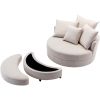 360Â° Swivel Accent Barrel Chair with Storage Ottoman & 4 Pillows; Modern Linen Leisure Chair Round Accent for Living Room; Creamy White