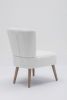 Teddy Fabric Button Accent Slipper Chair With Wooden Legs For Dining Room Living Room Bedroom,White