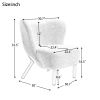 Modern Accent Chair Lambskin Sherpa Wingback Tufted Side Chair with Solid Wood Legs for Living Room Bedroom; Cream