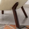 Modern Accent Chair Lambskin Sherpa Wingback Tufted Side Chair with Solid Wood Legs for Living Room Bedroom; Cream