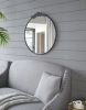 30x32" Classic Design Mirror with Round Shape and Baroque Inspired Frame for Bathroom, Entryway Console Lean Against Wall