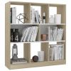 Book Cabinet White and Sonoma Oak 38.4"x11.6"x39.4" Engineered Wood