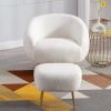 Orisfur. Modern Comfy Leisure Accent Chair; Teddy Short Plush Particle Velvet Armchair with Ottoman for Living Room