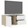 TV Cabinet White and Sonoma Oak 31.5"x13.4"x14.2" Engineered Wood