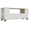 TV Cabinet White and Sonoma Oak 47.2"x13.8"x18.9" Engineered Wood