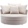 360Â° Swivel Accent Barrel Chair with Storage Ottoman & 4 Pillows; Modern Linen Leisure Chair Round Accent for Living Room; Creamy White