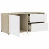 TV Cabinet White and Sonoma Oak 31.5"x13.4"x14.2" Engineered Wood