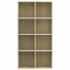 Book Cabinet/Sideboard White and Sonoma Oak 26"x11.8"x51.2" Engineered Wood