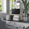 TV Cabinet White and Sonoma Oak 31.5"x13.4"x14.2" Engineered Wood